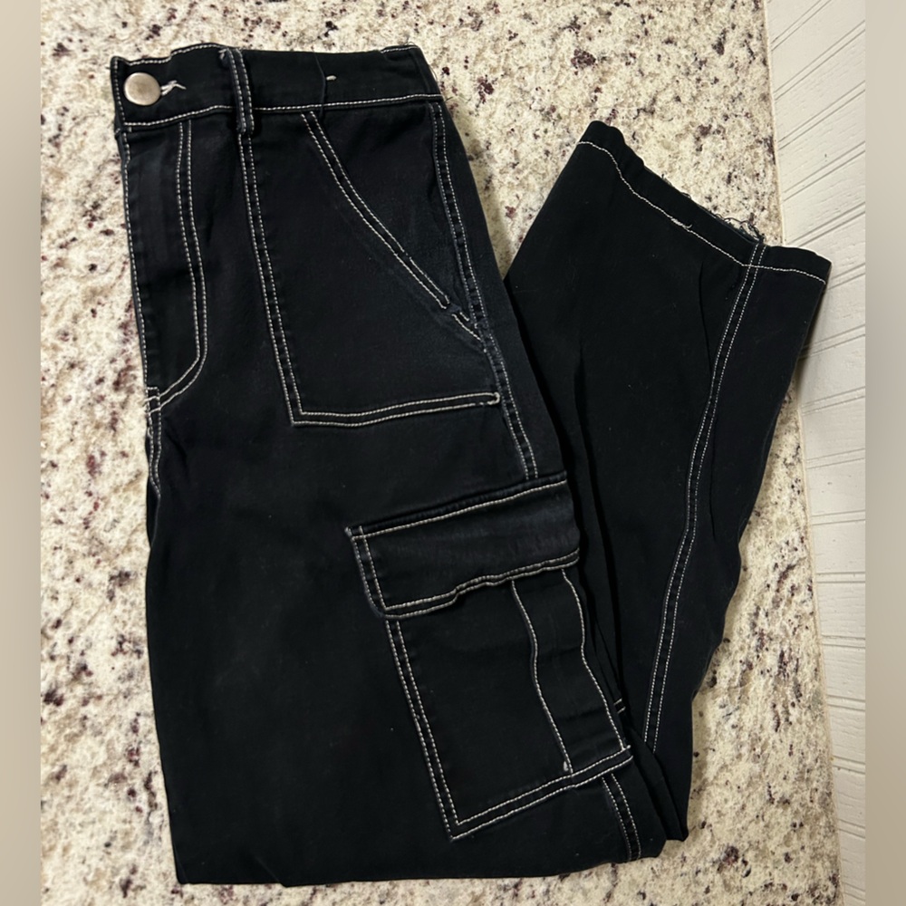 Black Denim Cargo Jeans - Picture 9 of 12